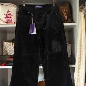 Ralph Lauren Purple Label Black Velvet Wide-Leg Trousers